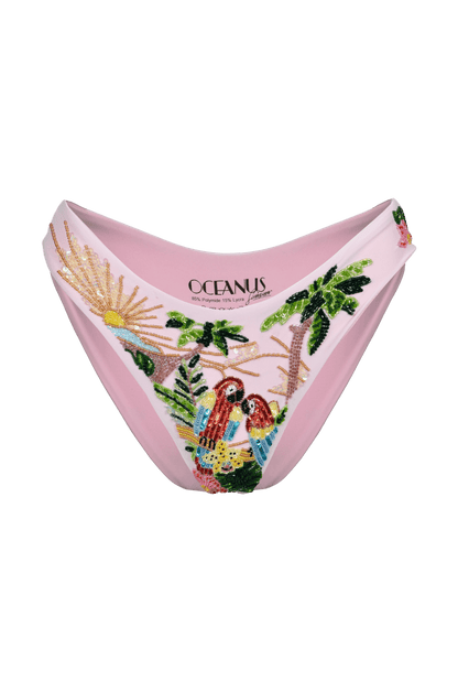 Charli Embellished Premium Tropical Bikini Top Pink