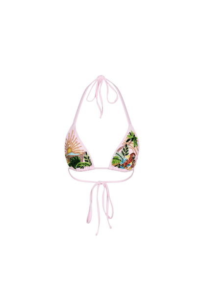 Charli Embellished Premium Tropical Bikini Bottom Pink