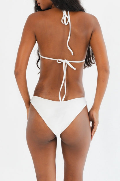 Talia Hand Embroidered White Base Bikini Top