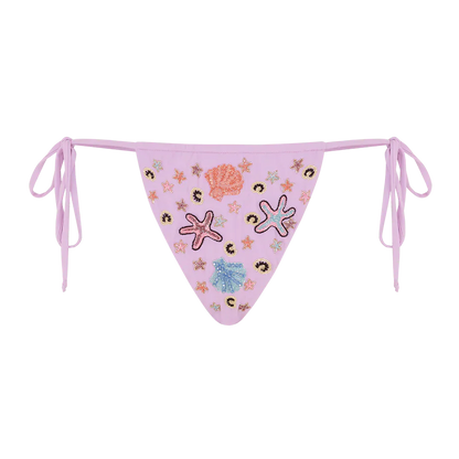 Fia Tropical Hand Embroidered Bikini Bottoms Lilac
