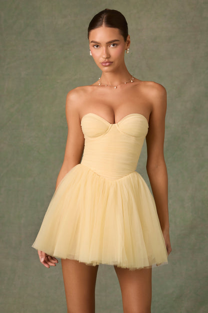 Tulle Corset Mini Dress in Yellow